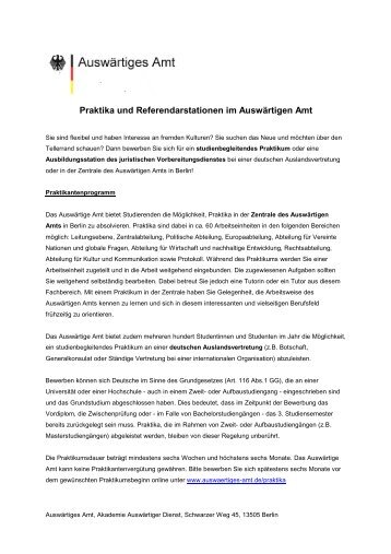 Flyer Praktikum beim AuswÃ¤rtigen Amt