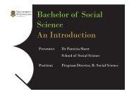 Bachelor of Social Science An Introduction - School of Social Science