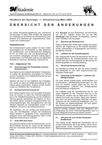 ü bersichtder ä nderungen - Verein für Deutsche Schäferhunde (SV)