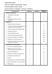 PERSON SPECIFICATION POST TITLE ... - Hornbill School