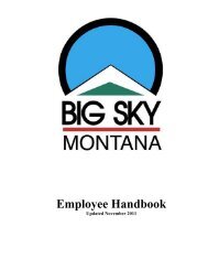 Employee Handbook - Big Sky Resort