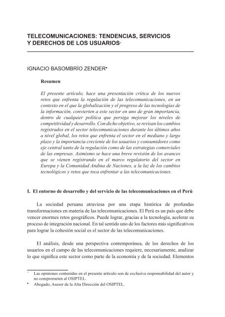 Telecomunicaciones: tendencias, servicios y derechos de los usuarios