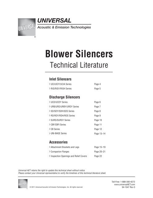 Blower Silencers - Technical Literature - Universal: Acoustic Silencers