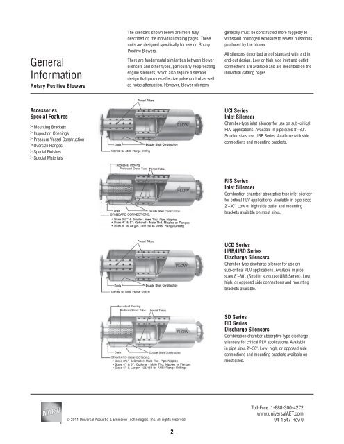 Blower Silencers - Technical Literature - Universal: Acoustic Silencers