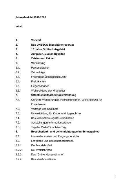 Jahresbericht 1999/2000 - im Biosphärenreservat Schaalsee