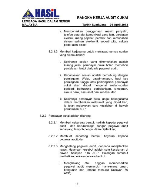 Rangka Kerja Audit LHDNM 2013