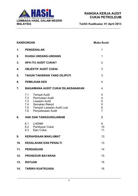 Rangka Kerja Audit LHDNM 2013