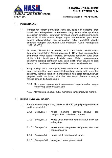 Rangka Kerja Audit LHDNM 2013