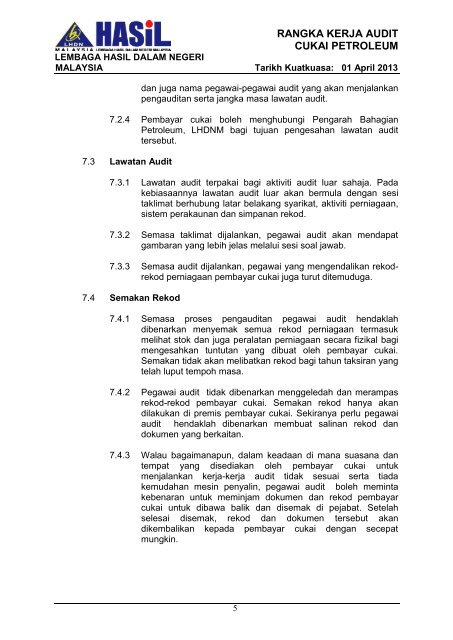 Rangka Kerja Audit LHDNM 2013