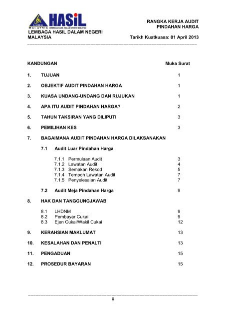 Rangka Kerja Audit LHDNM 2013