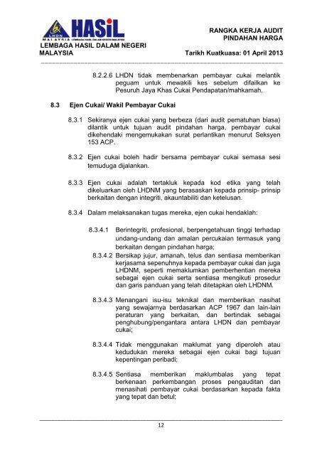 Rangka Kerja Audit LHDNM 2013