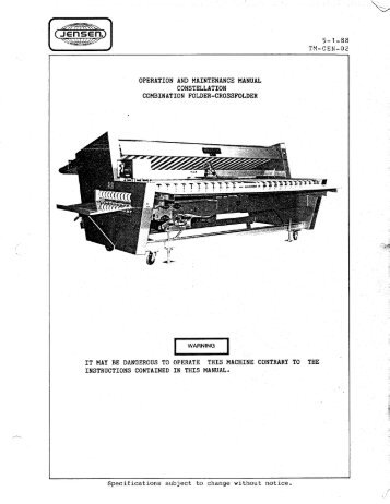 Jensen Constellation Manual 1 of 2 - Laundry Equipment Repair ...