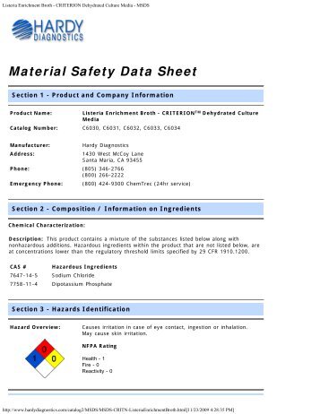 Listeria Enrichment Broth - CRITERION ... - Weber Scientific