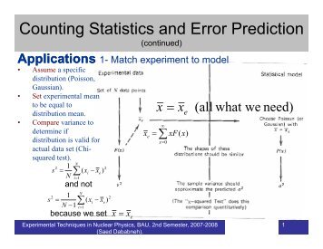 Counting Statistics and Error Prediction