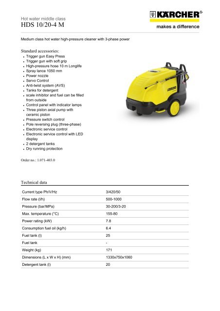 Karcher Pressure Washers HDS 10/20-4 M - Saracen Distribution