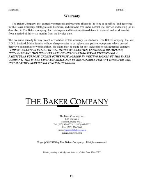 OPERATOR'S MANUAL - The Baker Company Blog