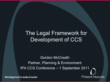 The Legal Framework for Development of CCS