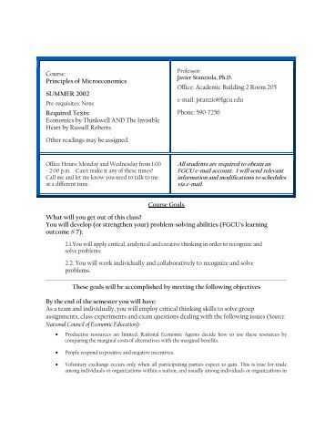 principles of microeconomics course outline Course description economic principles for business applications with emphasis on determination of market prices, elasticity of demand, cost analysis. principles of microeconomics course outline Course description economic principles for business applications with emphasis on determination of market prices, elasticity of demand, cost analysis.
