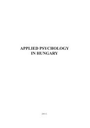 APPLIED PSYCHOLOGY IN HUNGARY
