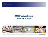 Strengths of MTR advertising - JCDecaux Group