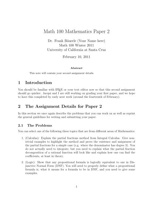 Math 100 Mathematics Paper 2 - Mathematics 1-2-3