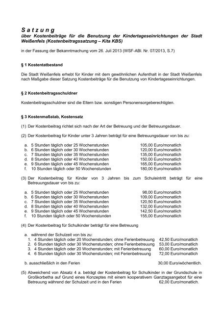 Kinderbetreuungsgebühren - Stadt Weißenfels