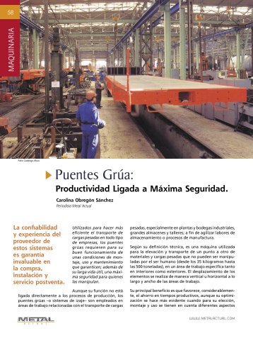 Maquinaria - Puentes Grua - Revista Metal Actual