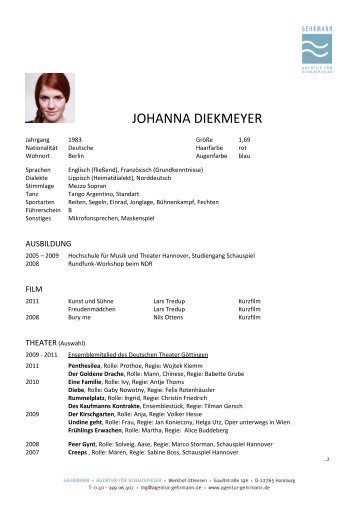 JOHANNA DIEKMEYER - Agentur GEHRMANN