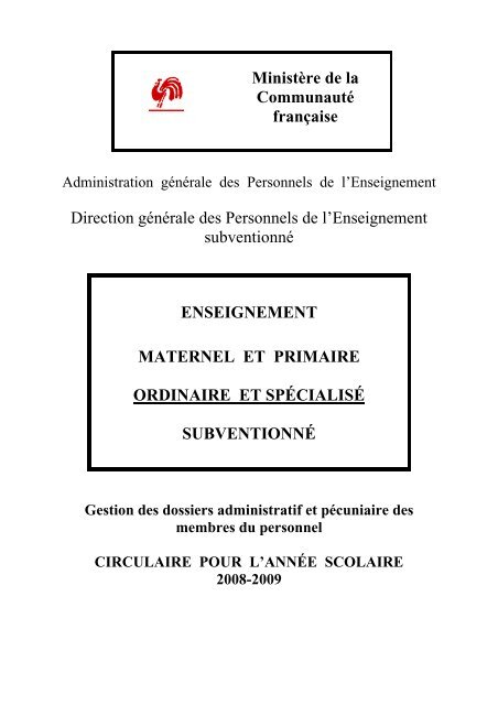 ministere de la communaute francaise - Enseignement en ...