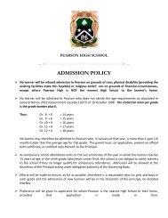 ADMISSION POLICY - Pearson High School