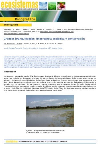 Grandes branquiÃ³podos: importancia ecolÃ³gica y conservaciÃ³n