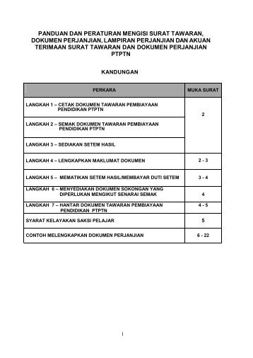 Panduan pengisian dokumen perjanjian ptptn