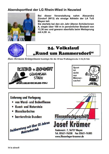 LA AKTUELL Vereinszeitschrift - Leichtathletik e.V. im TUS - Mayen ...