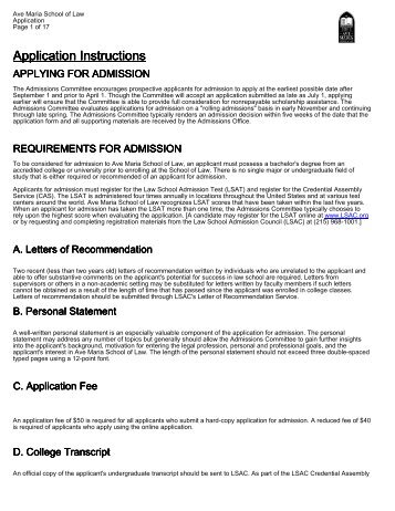 application (pdf). - Ave Maria School of Law