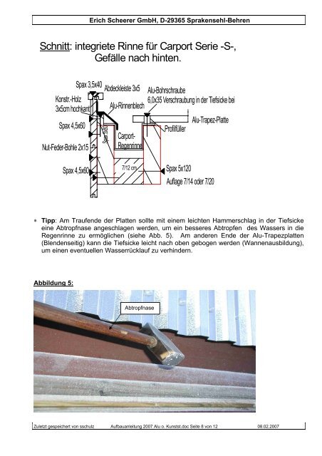 Aufbauanleitung für Flachdach-Carport Serie „S“ - Scheerer