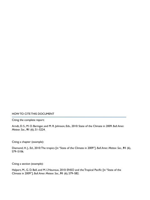 STATE OF THE CLIMATE IN 2009