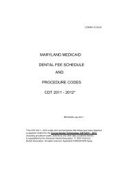 maryland medicaid dental fee schedule and procedure codes cdt 2011