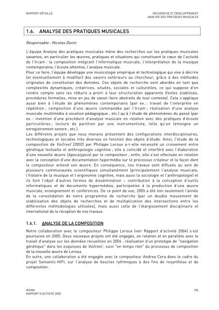 Rapport d'activitÃ© - WWW Ircam