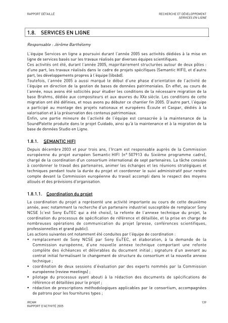 Rapport d'activitÃ© - WWW Ircam