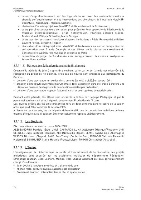 Rapport d'activitÃ© - WWW Ircam