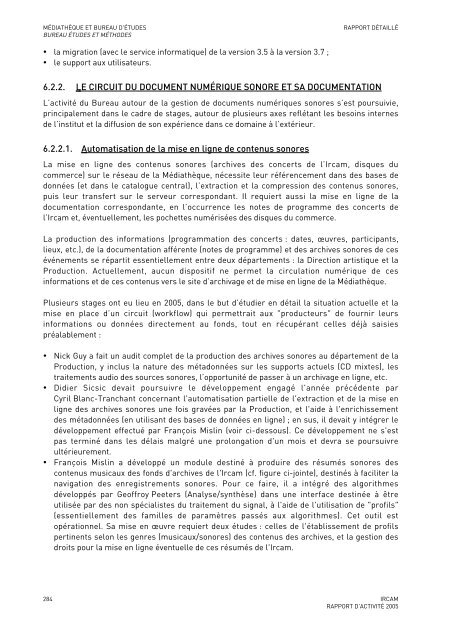 Rapport d'activitÃ© - WWW Ircam