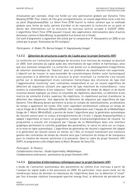 Rapport d'activitÃ© - WWW Ircam