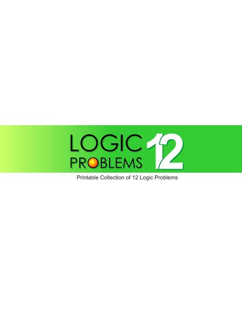 Printable Collection of 12 Logic Problems - Puzzlers Paradise