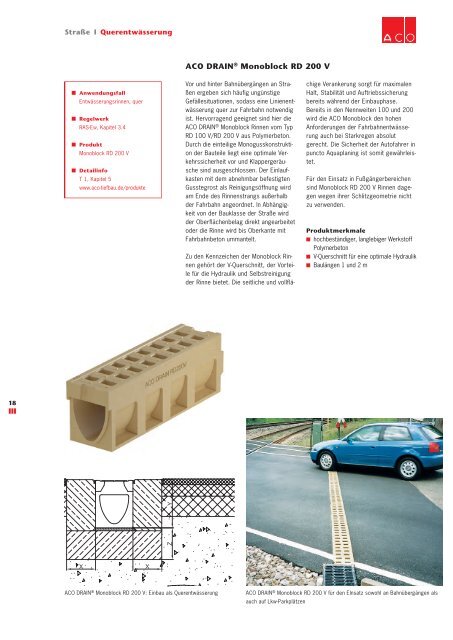 Prospekt ACO EntwÃ¤sserungsysteme fÃ¼r Autobahn ... - ACO Tiefbau