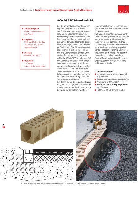Prospekt ACO EntwÃ¤sserungsysteme fÃ¼r Autobahn ... - ACO Tiefbau