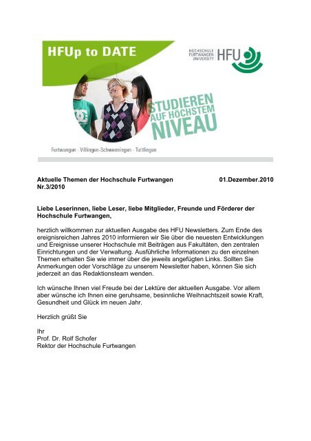 Aktuelle Themen der Hochschule Furtwangen 01.Dezember.2010 ...