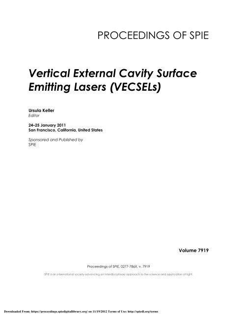 Vertical External Cavity Surface Emitting Lasers (VECSELs)