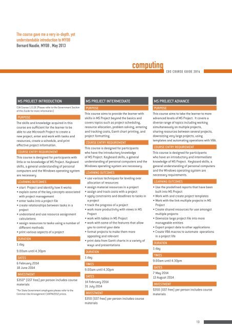 cbs course guide - Central TAFE