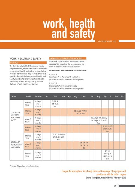 cbs course guide - Central TAFE