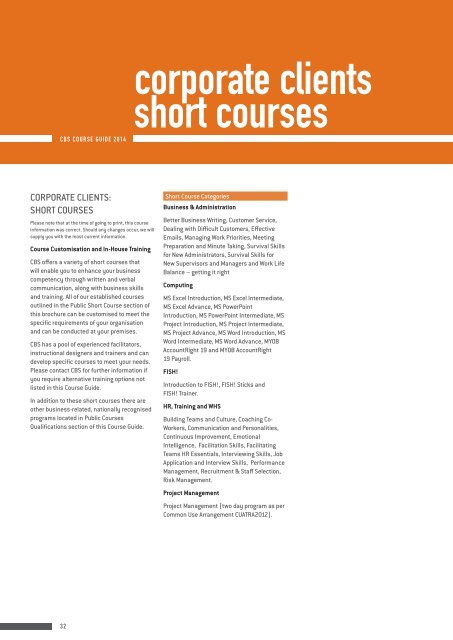 cbs course guide - Central TAFE